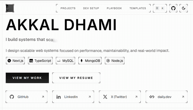 Minimal Developer Portfolio