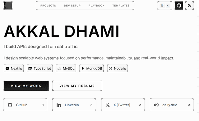 Minimal Developer Portfolio